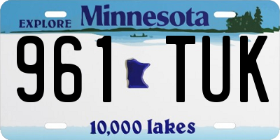 MN license plate 961TUK