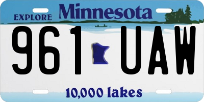 MN license plate 961UAW