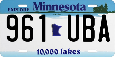 MN license plate 961UBA