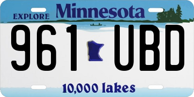MN license plate 961UBD