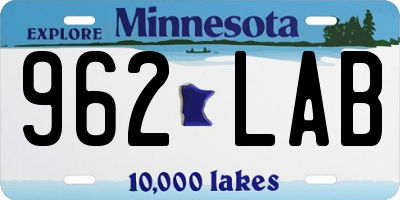 MN license plate 962LAB