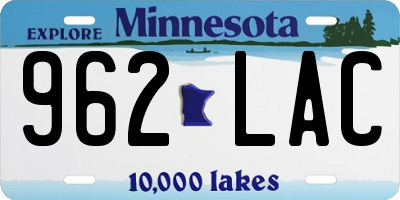 MN license plate 962LAC