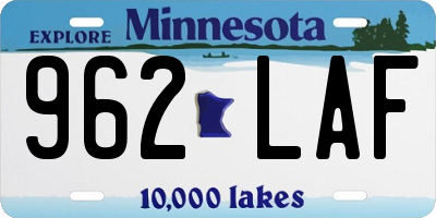 MN license plate 962LAF