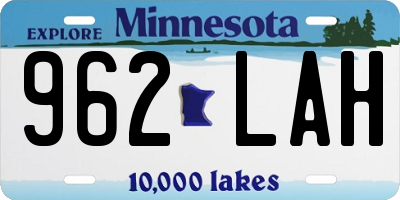 MN license plate 962LAH