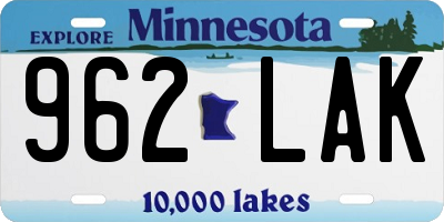 MN license plate 962LAK