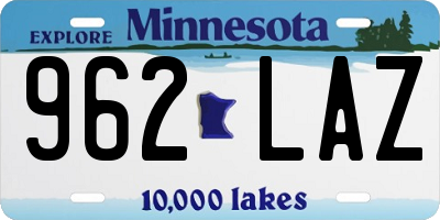 MN license plate 962LAZ