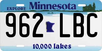 MN license plate 962LBC