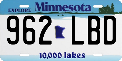MN license plate 962LBD