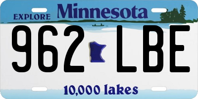 MN license plate 962LBE