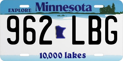 MN license plate 962LBG