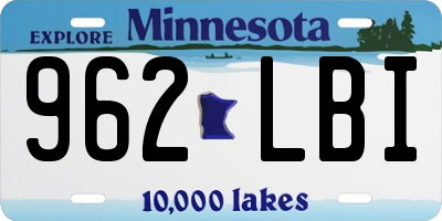 MN license plate 962LBI