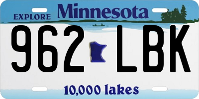 MN license plate 962LBK