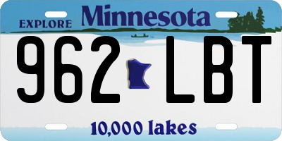 MN license plate 962LBT