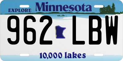 MN license plate 962LBW
