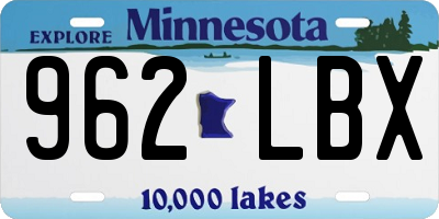 MN license plate 962LBX