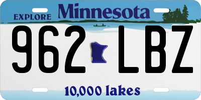 MN license plate 962LBZ