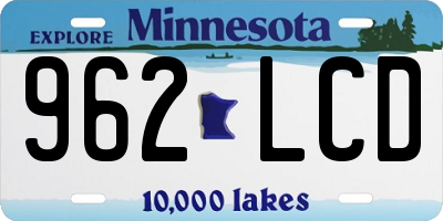 MN license plate 962LCD