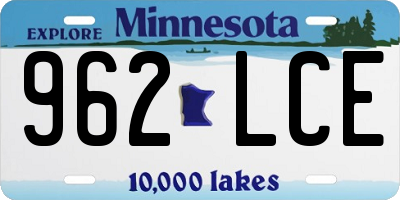 MN license plate 962LCE