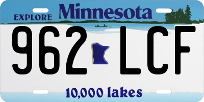 MN license plate 962LCF