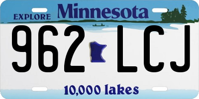 MN license plate 962LCJ