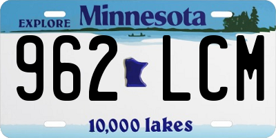 MN license plate 962LCM