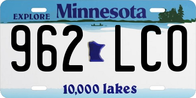 MN license plate 962LCO