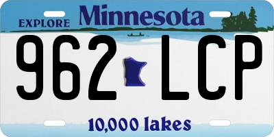 MN license plate 962LCP