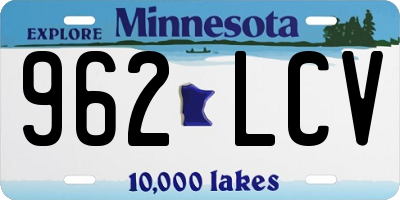 MN license plate 962LCV