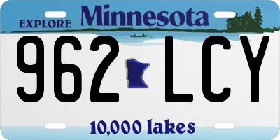 MN license plate 962LCY