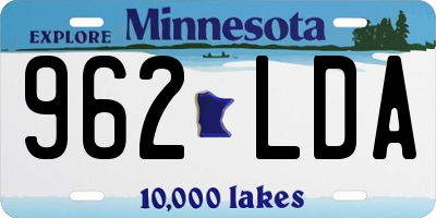 MN license plate 962LDA