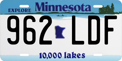 MN license plate 962LDF