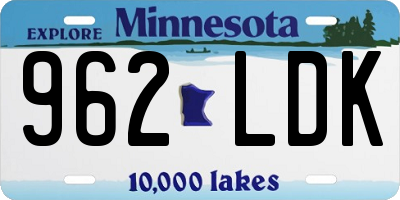MN license plate 962LDK