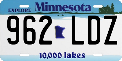 MN license plate 962LDZ