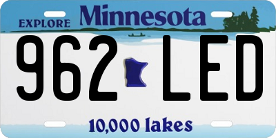 MN license plate 962LED
