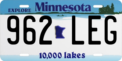 MN license plate 962LEG
