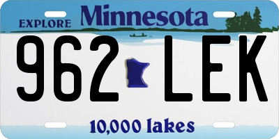 MN license plate 962LEK