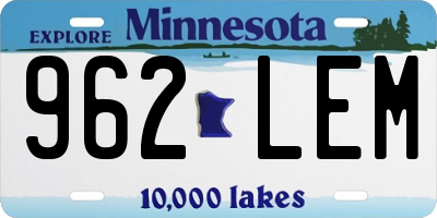 MN license plate 962LEM