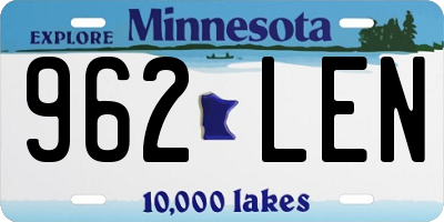 MN license plate 962LEN