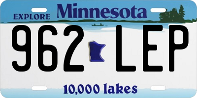 MN license plate 962LEP