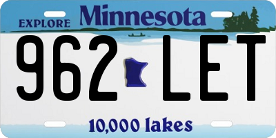 MN license plate 962LET