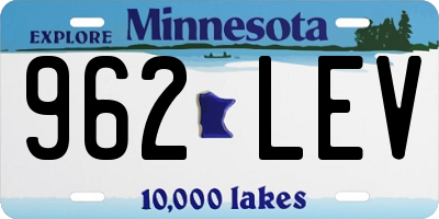 MN license plate 962LEV
