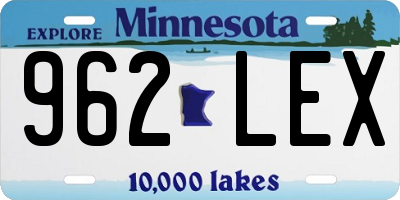 MN license plate 962LEX