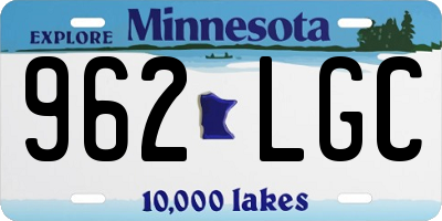 MN license plate 962LGC
