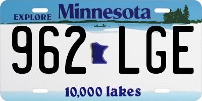 MN license plate 962LGE