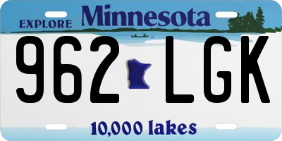 MN license plate 962LGK