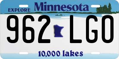 MN license plate 962LGO