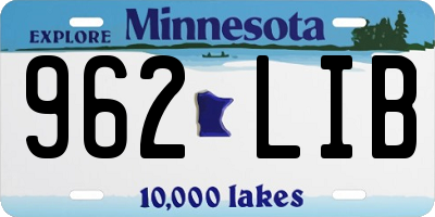 MN license plate 962LIB