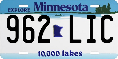 MN license plate 962LIC