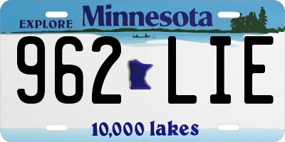 MN license plate 962LIE