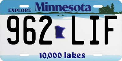 MN license plate 962LIF